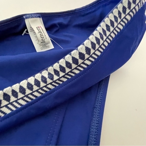 LEMLEM Lena High Leg Bikini Bottom M Diamond Jacquard Blue and White  $125 - Picture 4 of 10